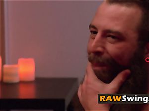 fuckbox tonguing by a stranger at swinger soiree
