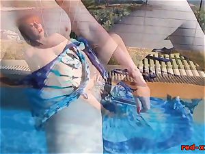 Mature red-haired RedXXX banging and stroking poolside